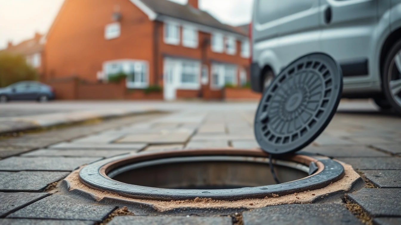 Open manhole on a Derby suburban pavement