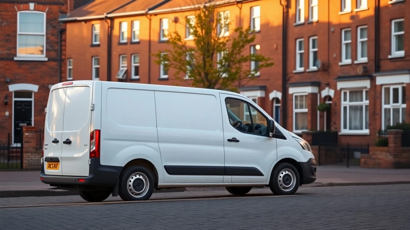 Emergency plumber van on a Derby Victorian terrace street
